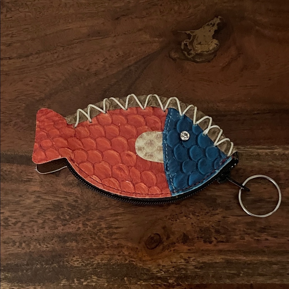 Col De Mar Tilapia Fish Sea Leather Coin Purse Keychain - Picture 5 of 7